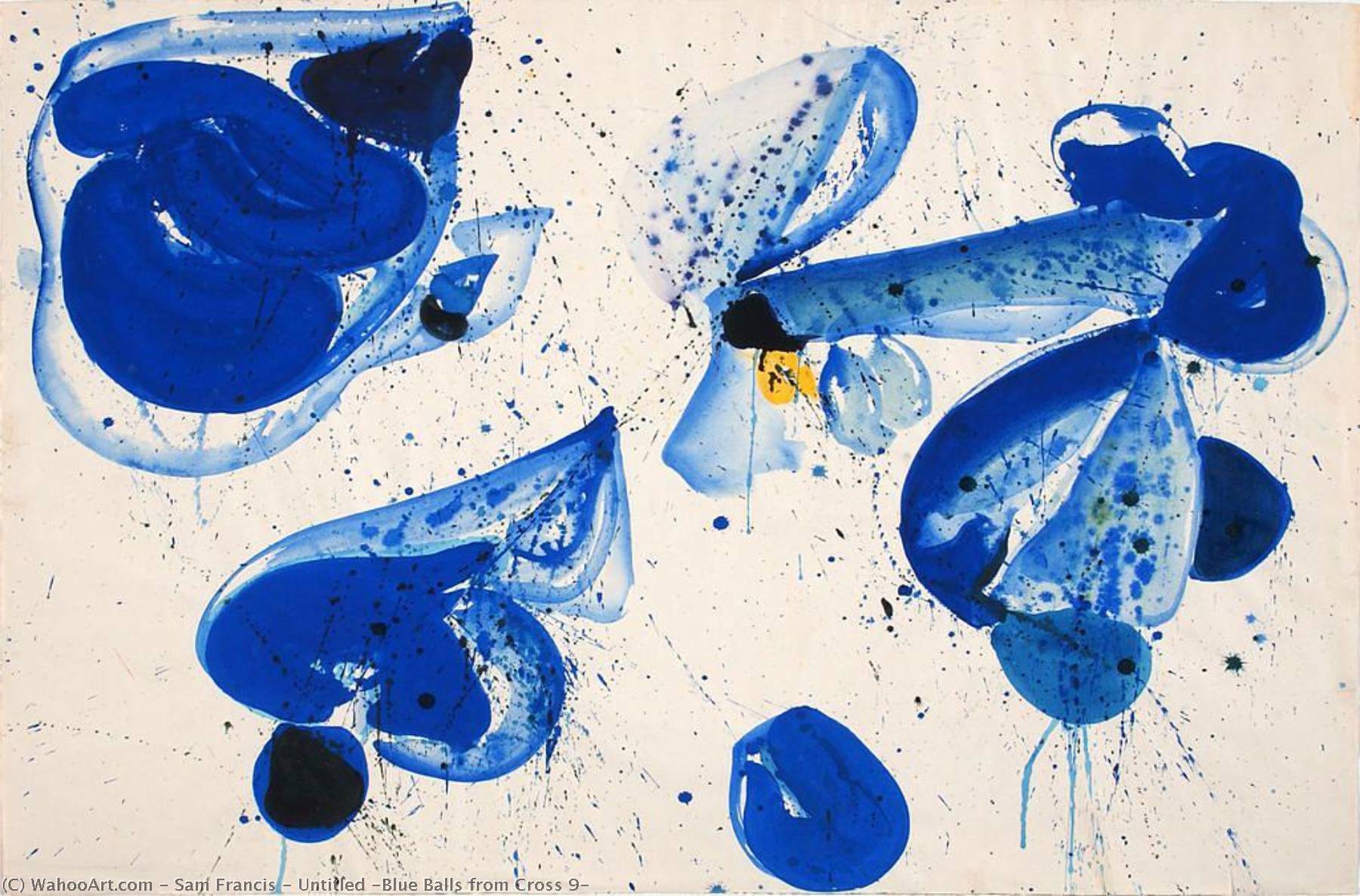 WikiOO.org - אנציקלופדיה לאמנויות יפות - ציור, יצירות אמנות Sam Francis - Untitled (Blue Balls from Cross 9)