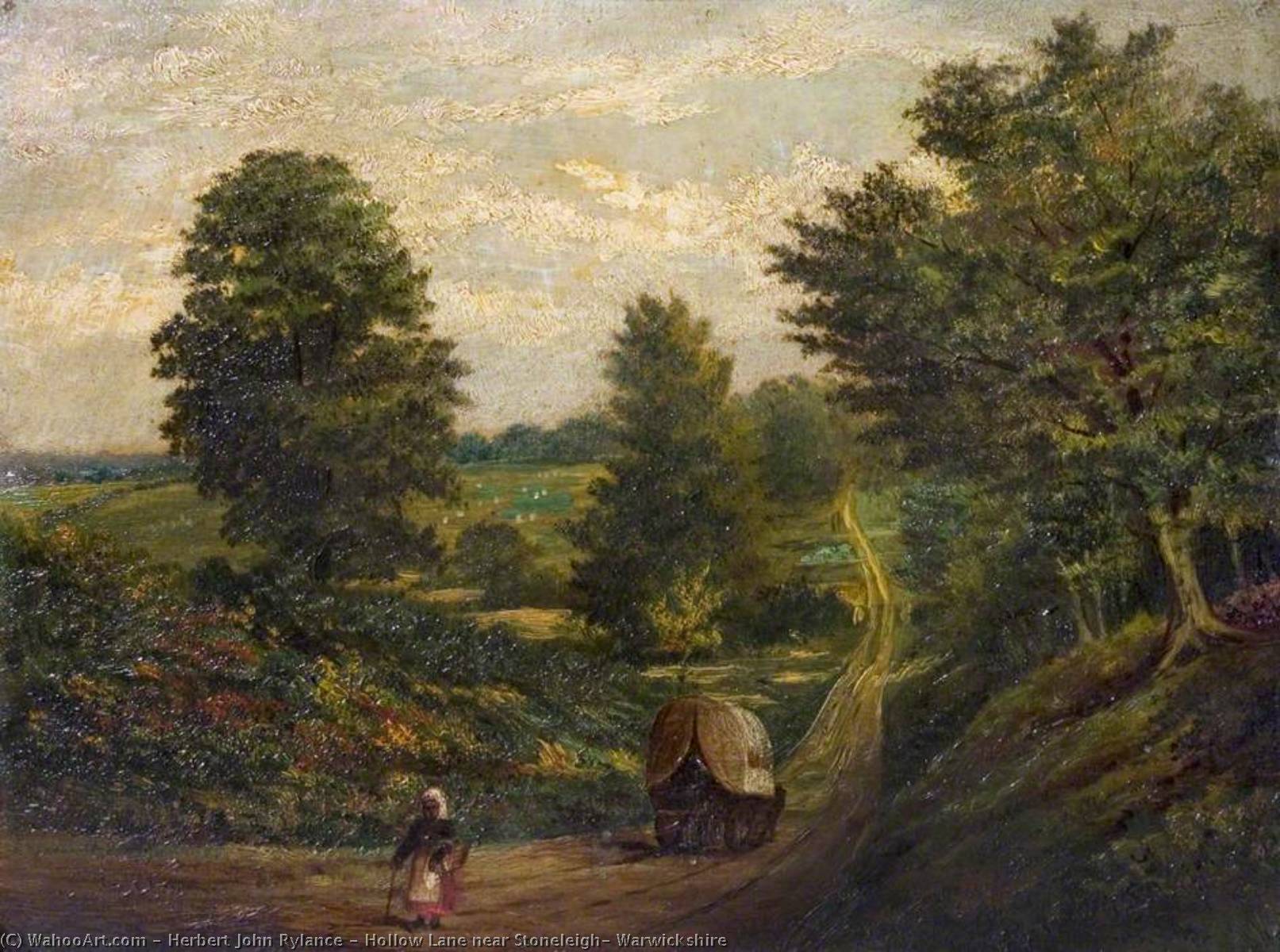 Wikioo.org - The Encyclopedia of Fine Arts - Painting, Artwork by Herbert John Rylance - Hollow Lane near Stoneleigh, Warwickshire