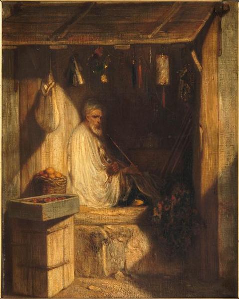 Wikioo.org – L'Encyclopédie des Beaux Arts - Peinture, Oeuvre de Alexandre Gabriel Decamps - Marchand turc fumant dans sa boutique