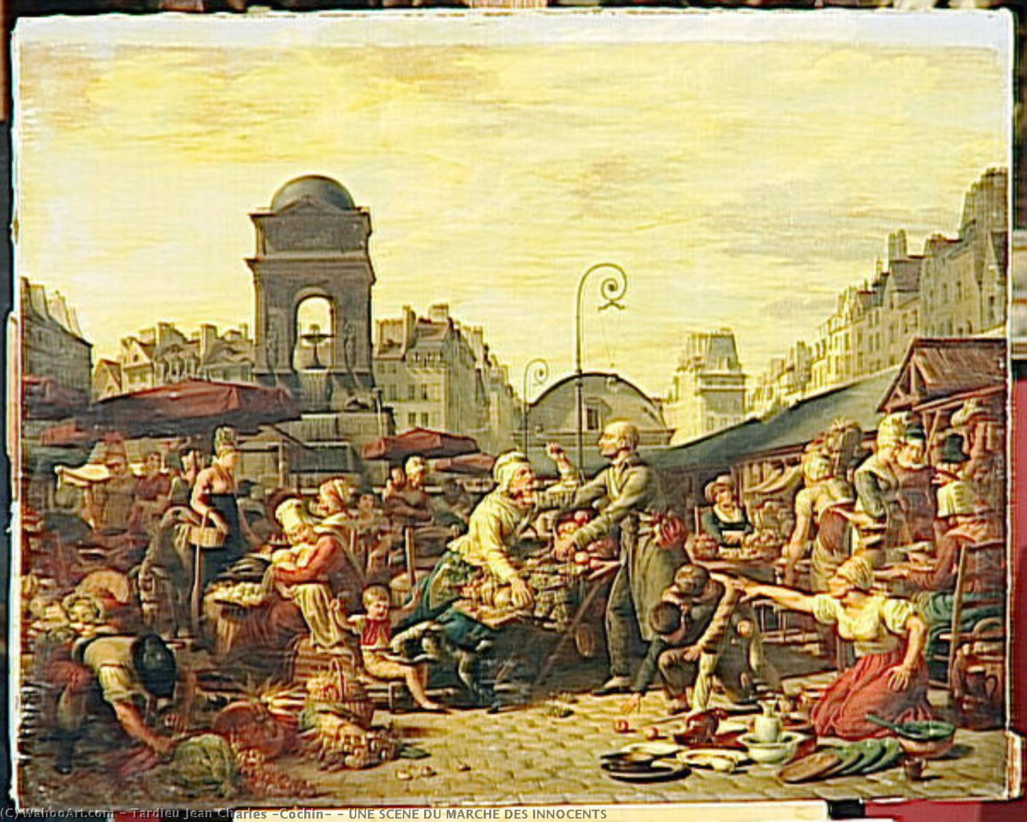 Wikioo.org - The Encyclopedia of Fine Arts - Painting, Artwork by Tardieu Jean Charles (Cochin) - UNE SCENE DU MARCHE DES INNOCENTS