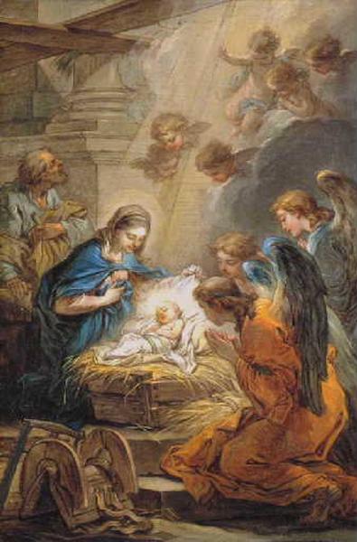 Wikioo.org - The Encyclopedia of Fine Arts - Painting, Artwork by Charles-André Van Loo (Carle Van Loo) - L'Adoration des anges