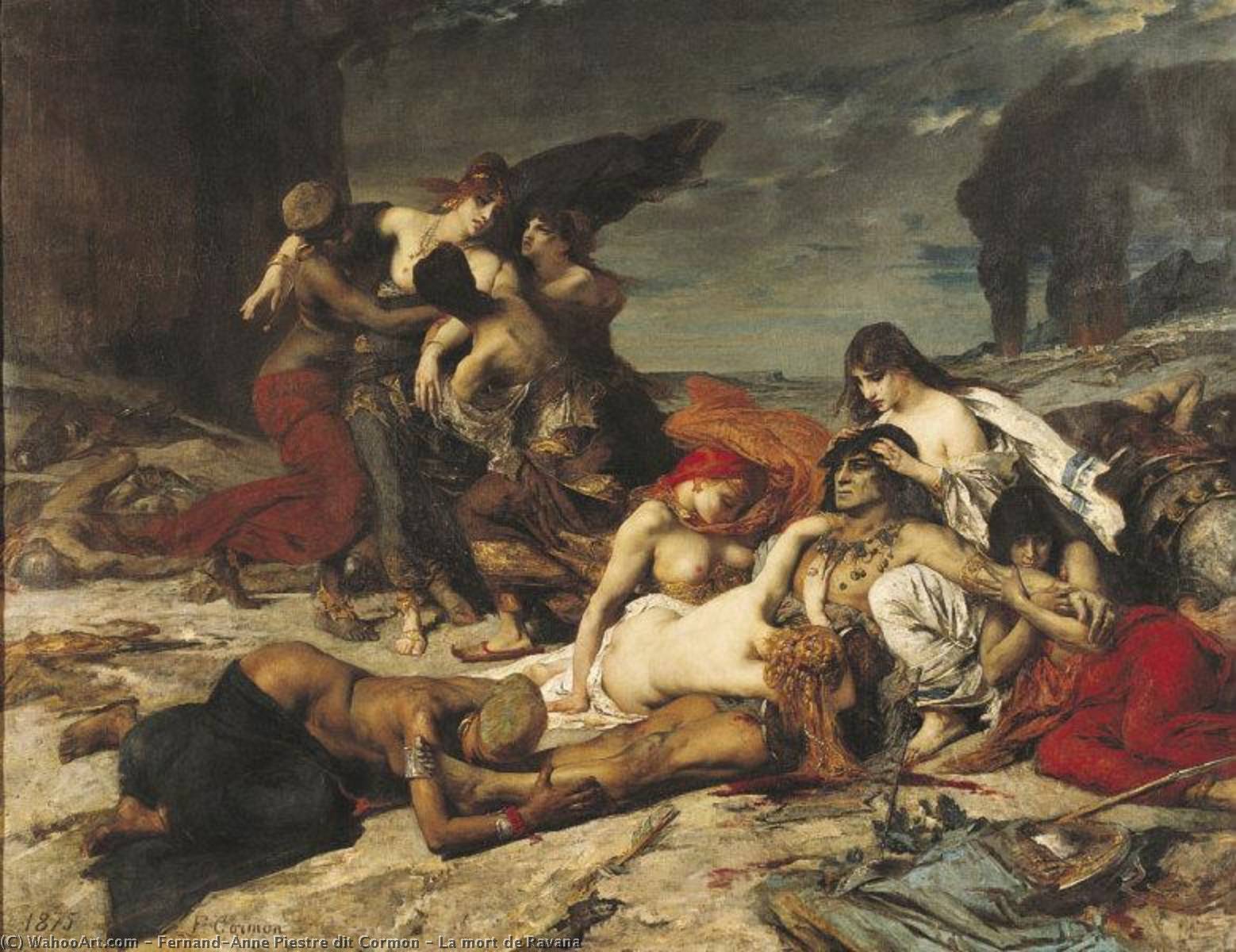 Wikioo.org - The Encyclopedia of Fine Arts - Painting, Artwork by Fernand-Anne Piestre Dit Cormon - La mort de Ravana