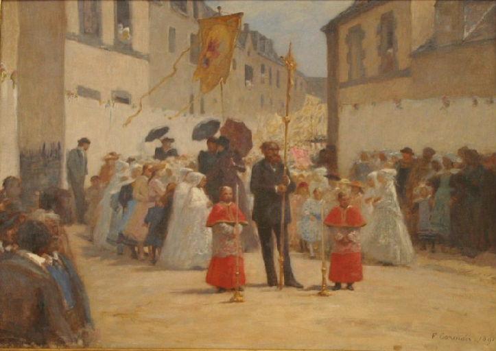 Wikioo.org - The Encyclopedia of Fine Arts - Painting, Artwork by Fernand-Anne Piestre Dit Cormon - Une procession à Concarneau