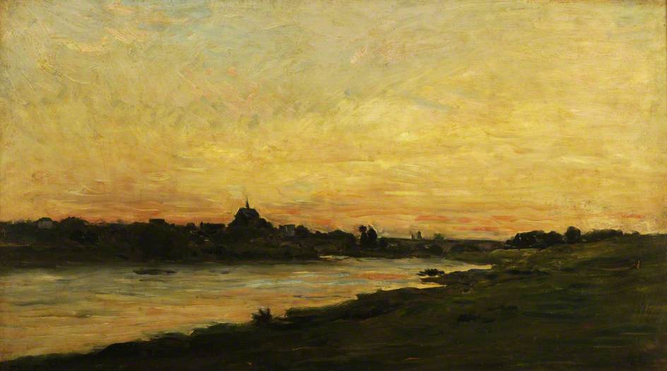 Wikioo.org - The Encyclopedia of Fine Arts - Painting, Artwork by Charles François Daubigny - View of the River Oise at Sunset