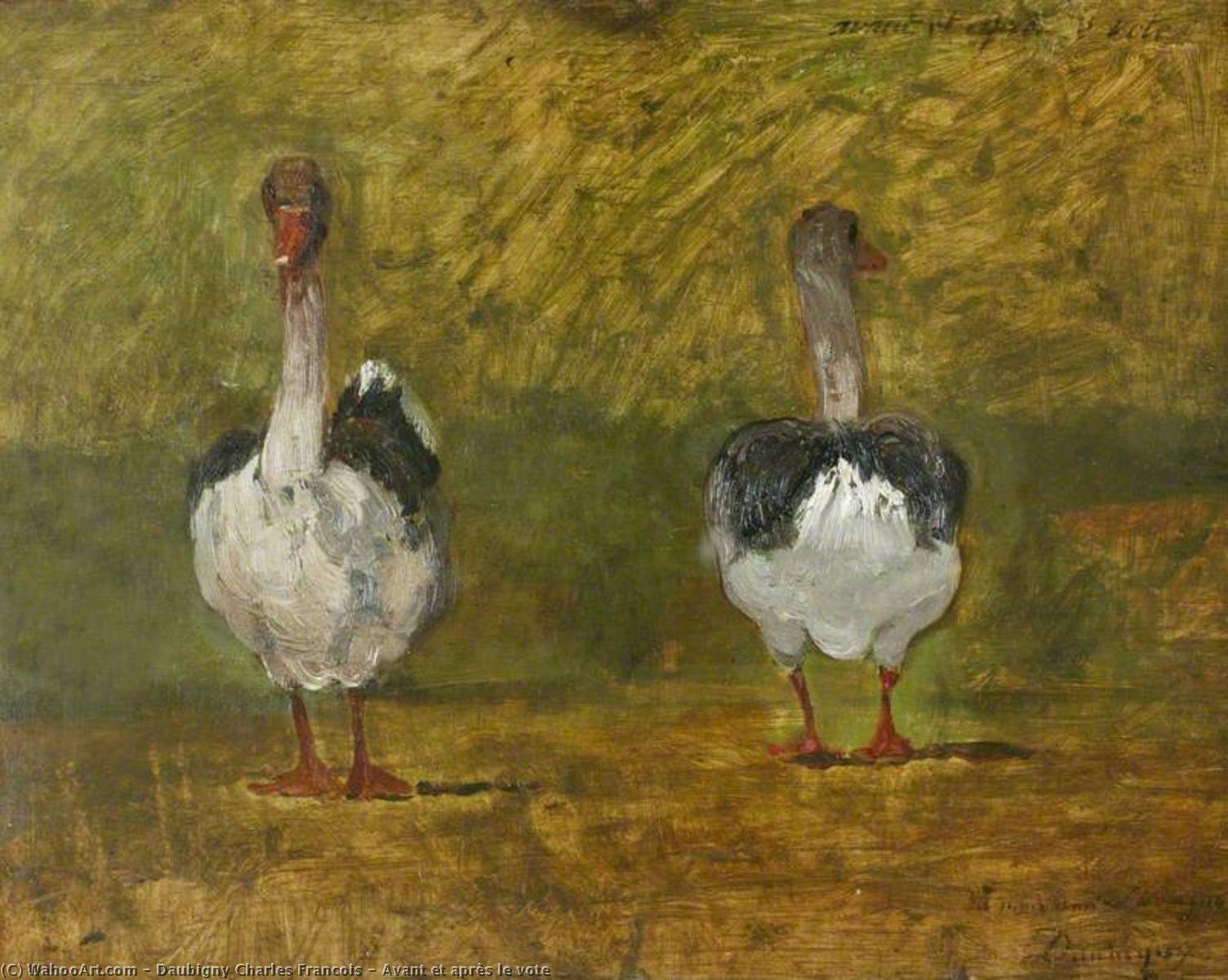 Wikioo.org - The Encyclopedia of Fine Arts - Painting, Artwork by Charles François Daubigny - Avant et après le vote
