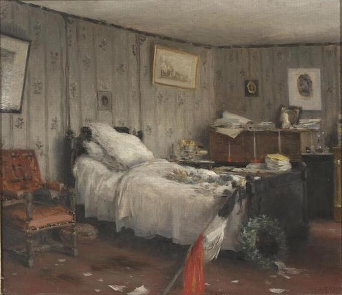 Wikioo.org - The Encyclopedia of Fine Arts - Painting, Artwork by Jean Charles Cazin - CHAMBRE MORTUAIRE DE LEON GAMBETTA.1882