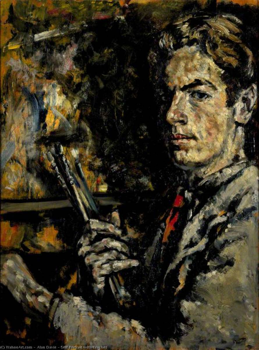 Wikioo.org - The Encyclopedia of Fine Arts - Painting, Artwork by Alan Davie - Self Portrait with Brushes