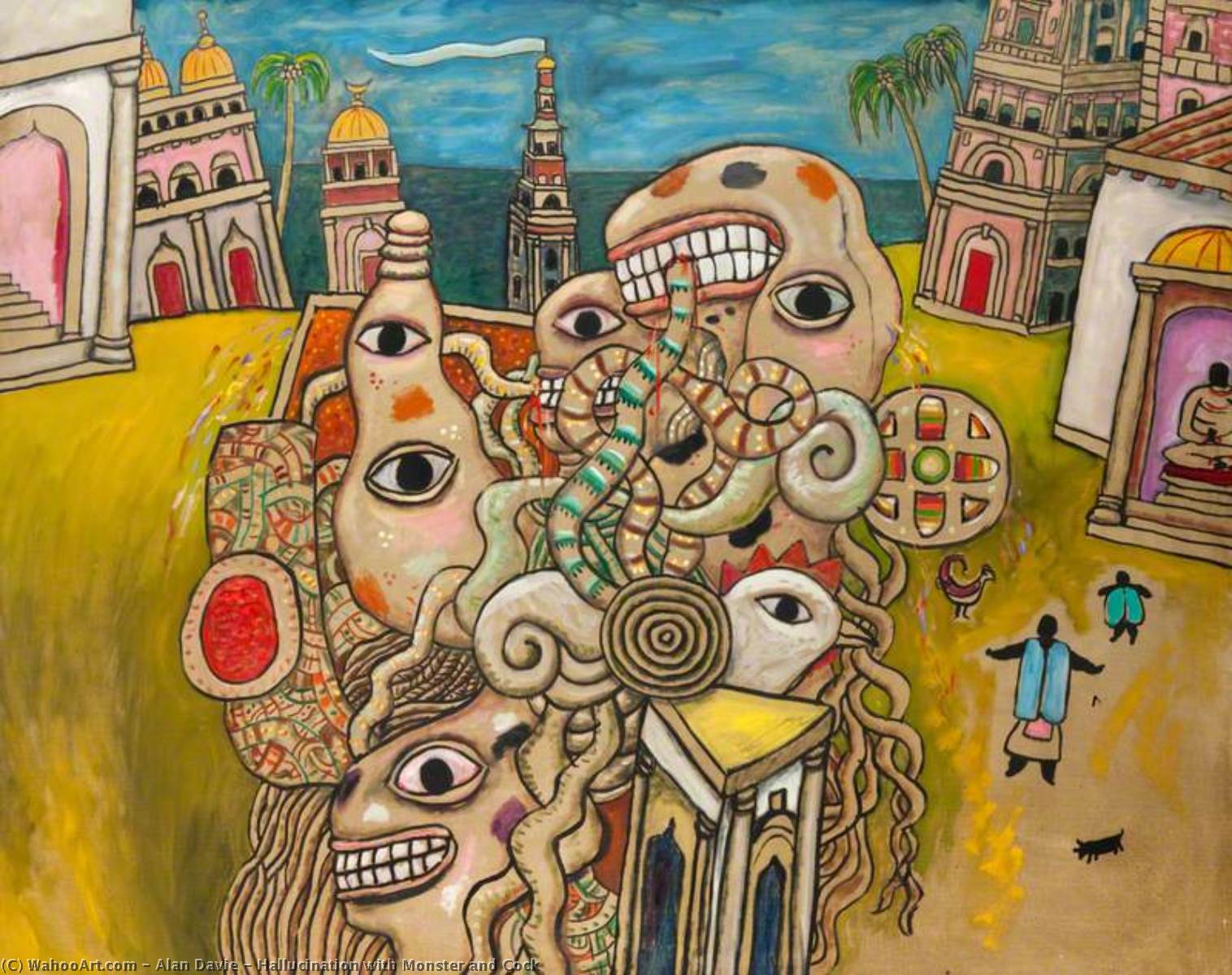 Wikioo.org - The Encyclopedia of Fine Arts - Painting, Artwork by Alan Davie - Hallucination with Monster and Cock