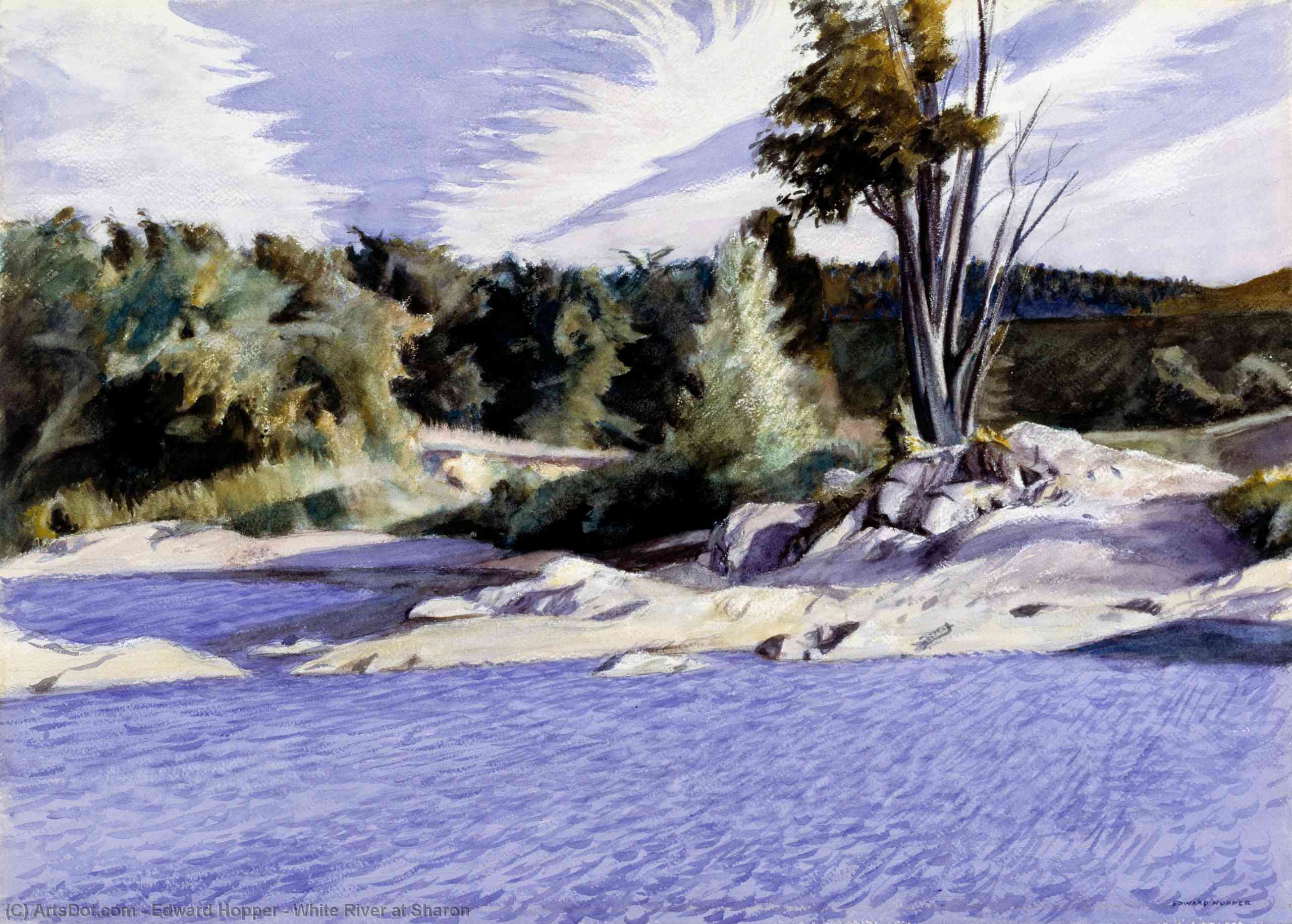 Wikioo.org - สารานุกรมวิจิตรศิลป์ - จิตรกรรม Edward Hopper - White River at Sharon