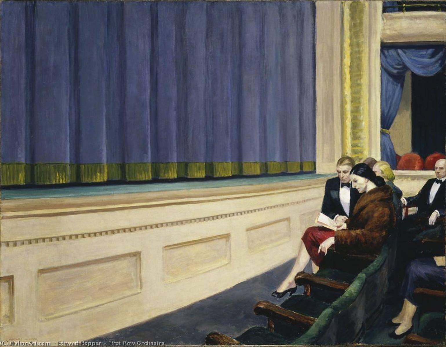 Wikoo.org - موسوعة الفنون الجميلة - اللوحة، العمل الفني Edward Hopper - First Row Orchestra