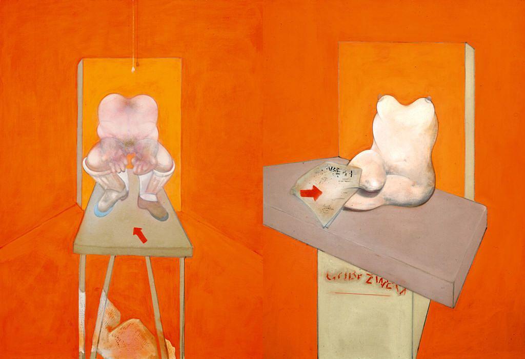 WikiOO.org - Εγκυκλοπαίδεια Καλών Τεχνών - Ζωγραφική, έργα τέχνης Francis Bacon - Diptych Study of the Human Body From a Drawing by Ingres