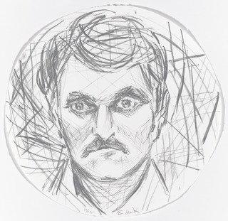 WikiOO.org – 美術百科全書 - 繪畫，作品 Elaine De Kooning - 从无题 自我  肖像  在  一个  凸  镜像