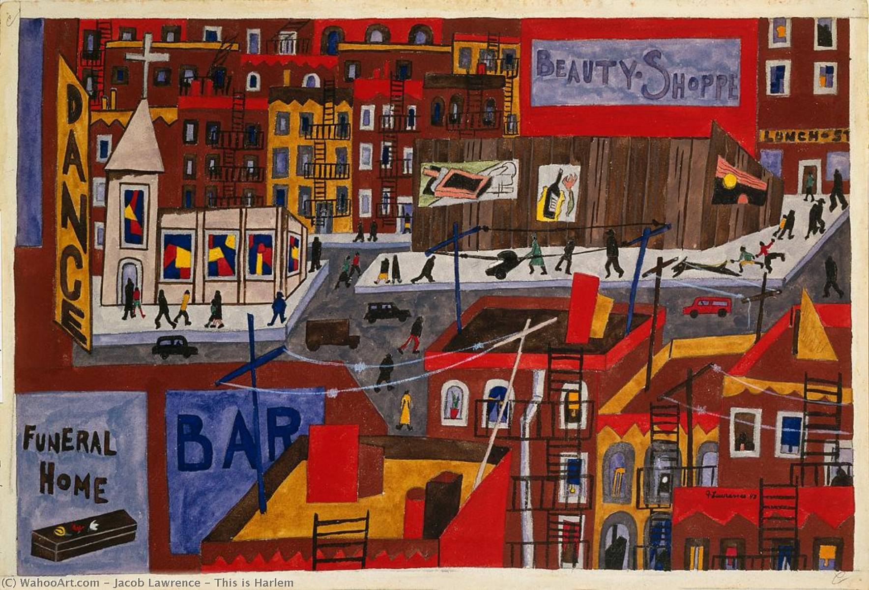 Wikioo.org - The Encyclopedia of Fine Arts - Painting, Artwork by Jacob Lawrence - This is Harlem