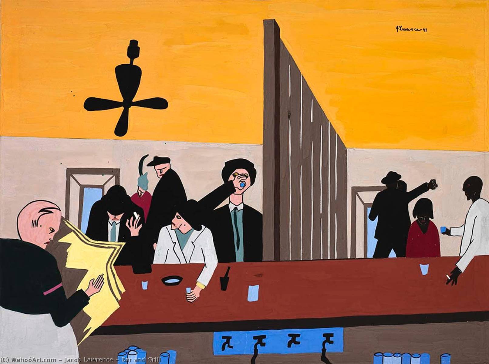 Wikioo.org - The Encyclopedia of Fine Arts - Painting, Artwork by Jacob Lawrence - Bar and Grill