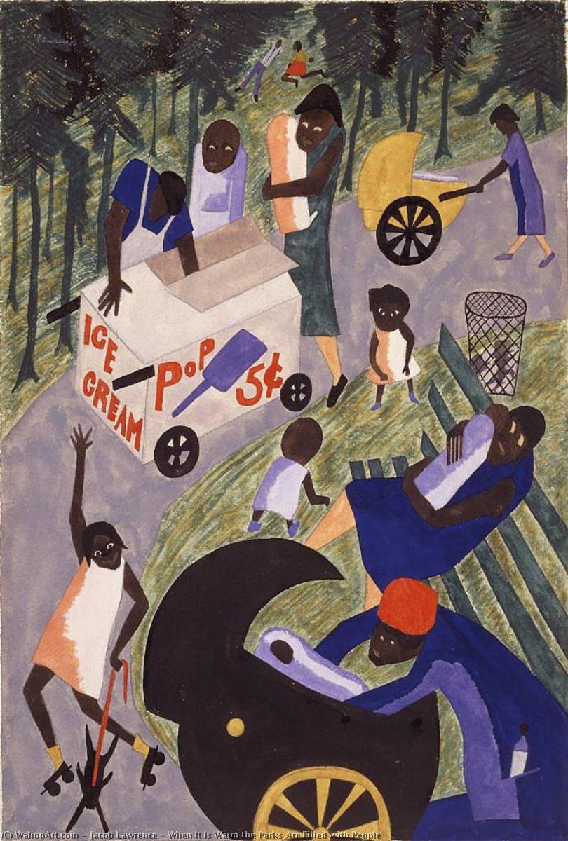 Wikioo.org - The Encyclopedia of Fine Arts - Painting, Artwork by Jacob Lawrence - When It Is Warm the Parks Are Filled with People