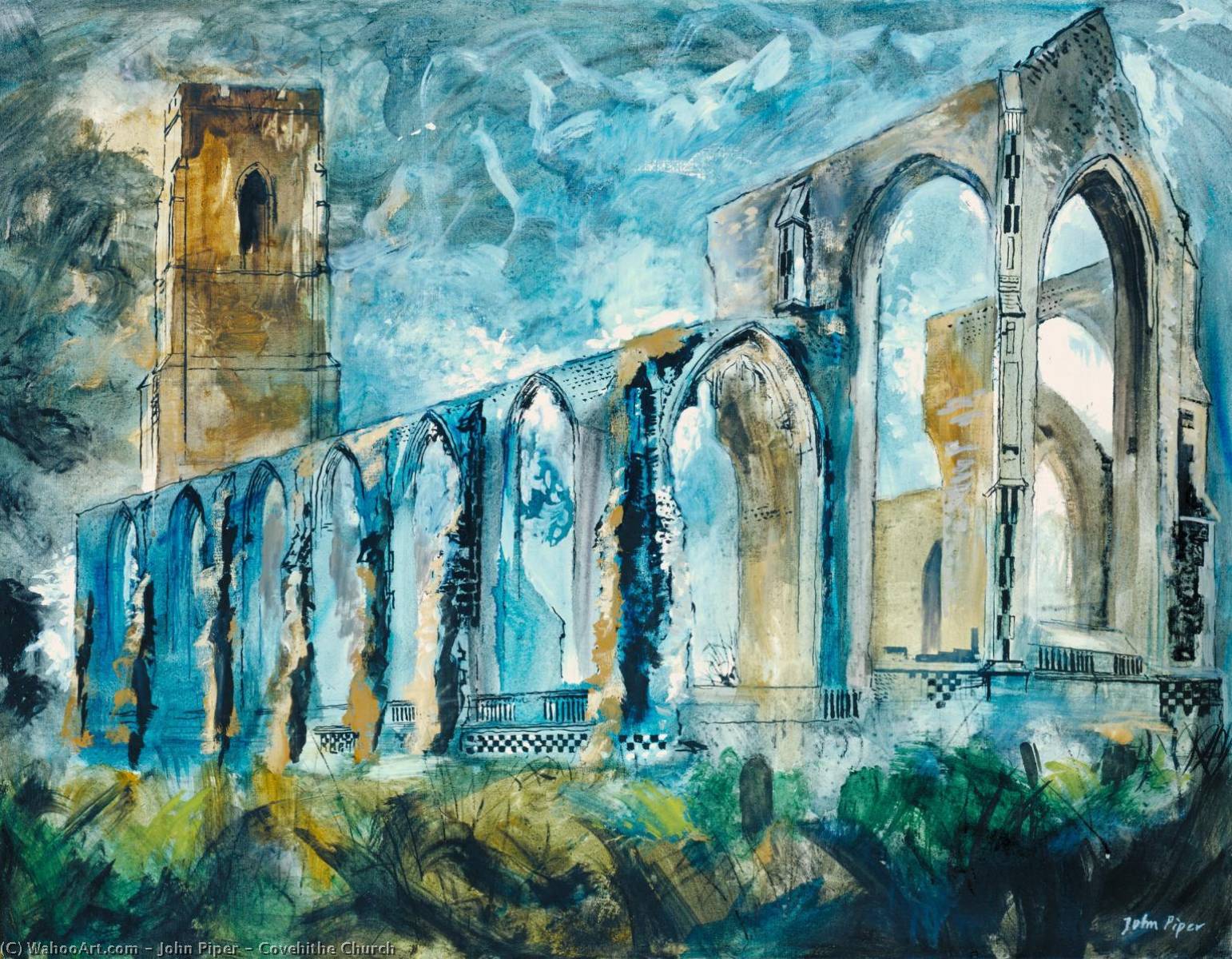 Wikioo.org - The Encyclopedia of Fine Arts - Painting, Artwork by John Piper - Covehithe Church