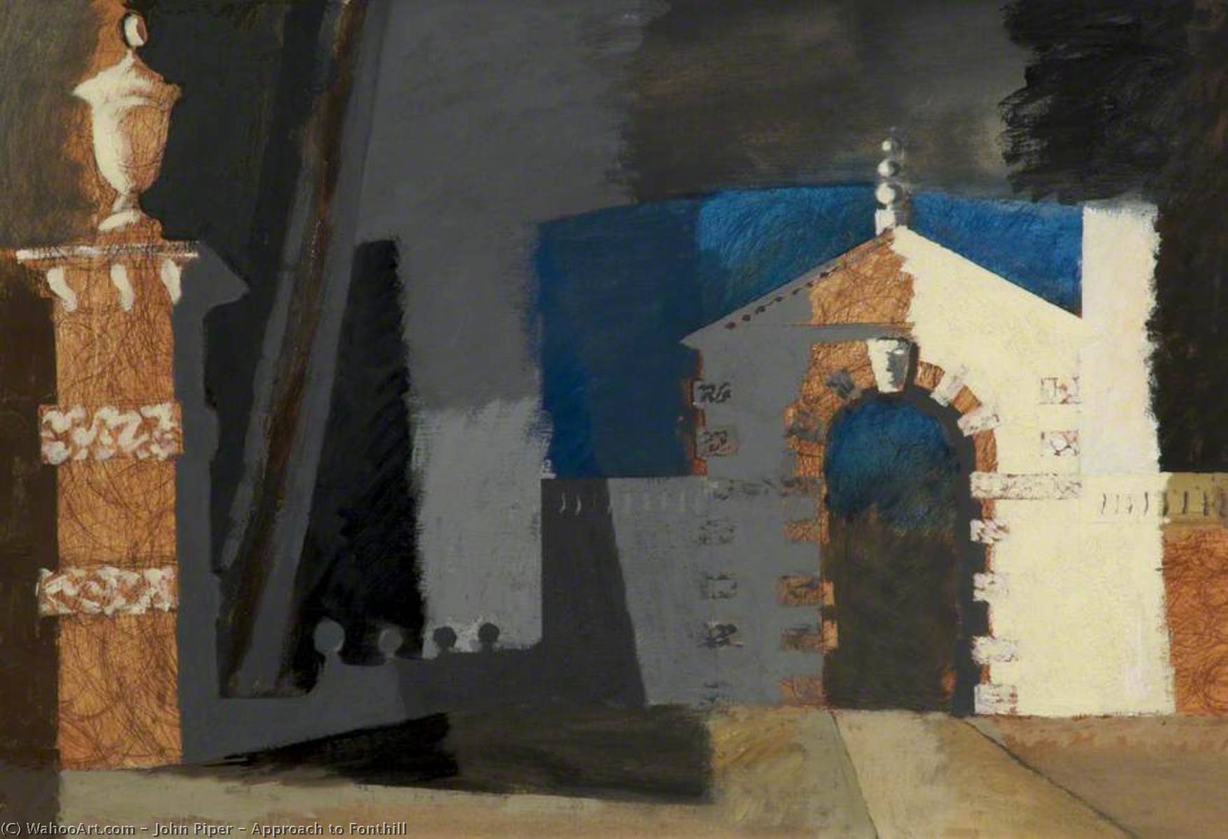 Wikioo.org - The Encyclopedia of Fine Arts - Painting, Artwork by John Piper - Approach to Fonthill