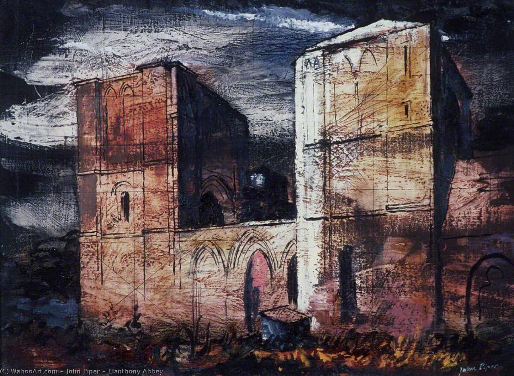 Wikioo.org - The Encyclopedia of Fine Arts - Painting, Artwork by John Piper - Llanthony Abbey