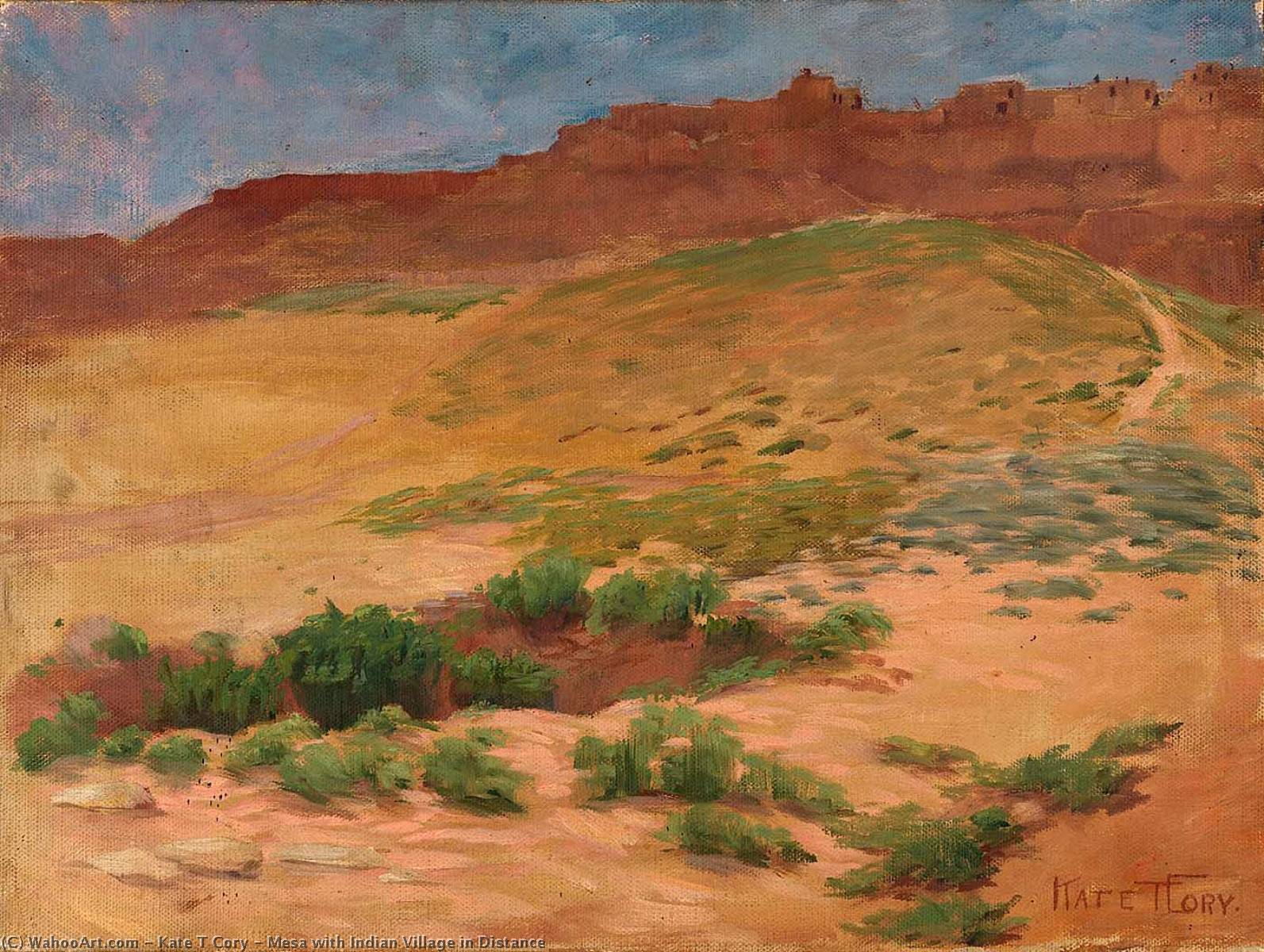 Wikioo.org - The Encyclopedia of Fine Arts - Painting, Artwork by Kate T Cory - Mesa with Indian Village in Distance