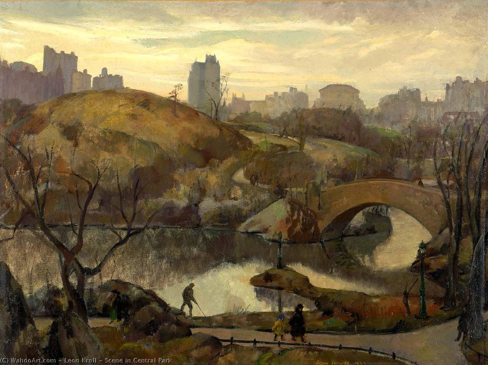 WikiOO.org - Güzel Sanatlar Ansiklopedisi - Resim, Resimler Leon Kroll - Scene in Central Park