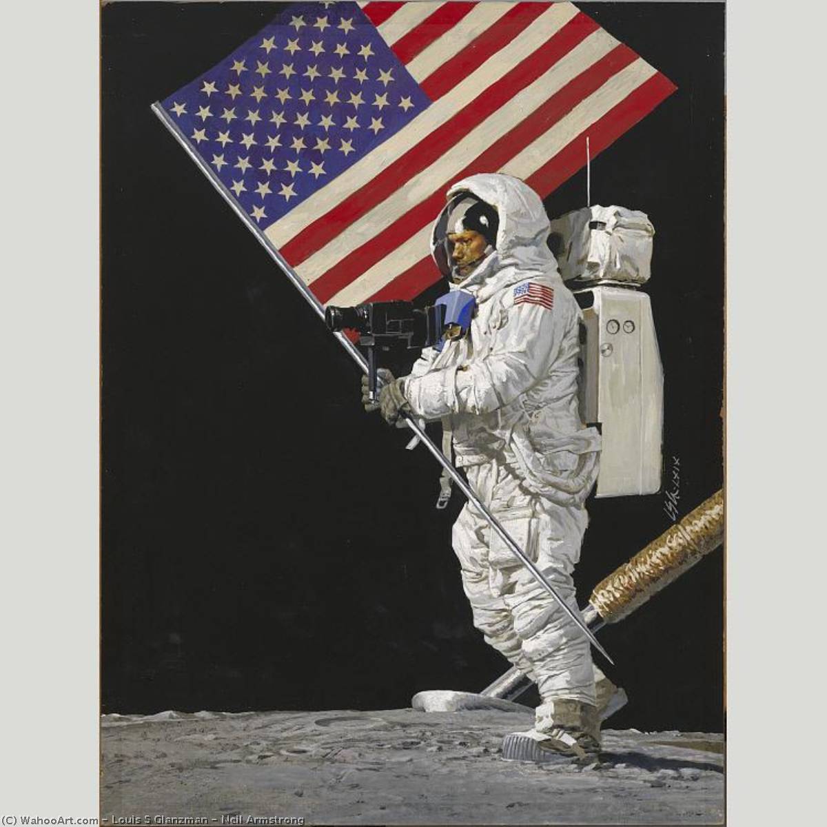 WikiOO.org - Encyclopedia of Fine Arts - Lukisan, Artwork Louis S Glanzman - Neil Armstrong