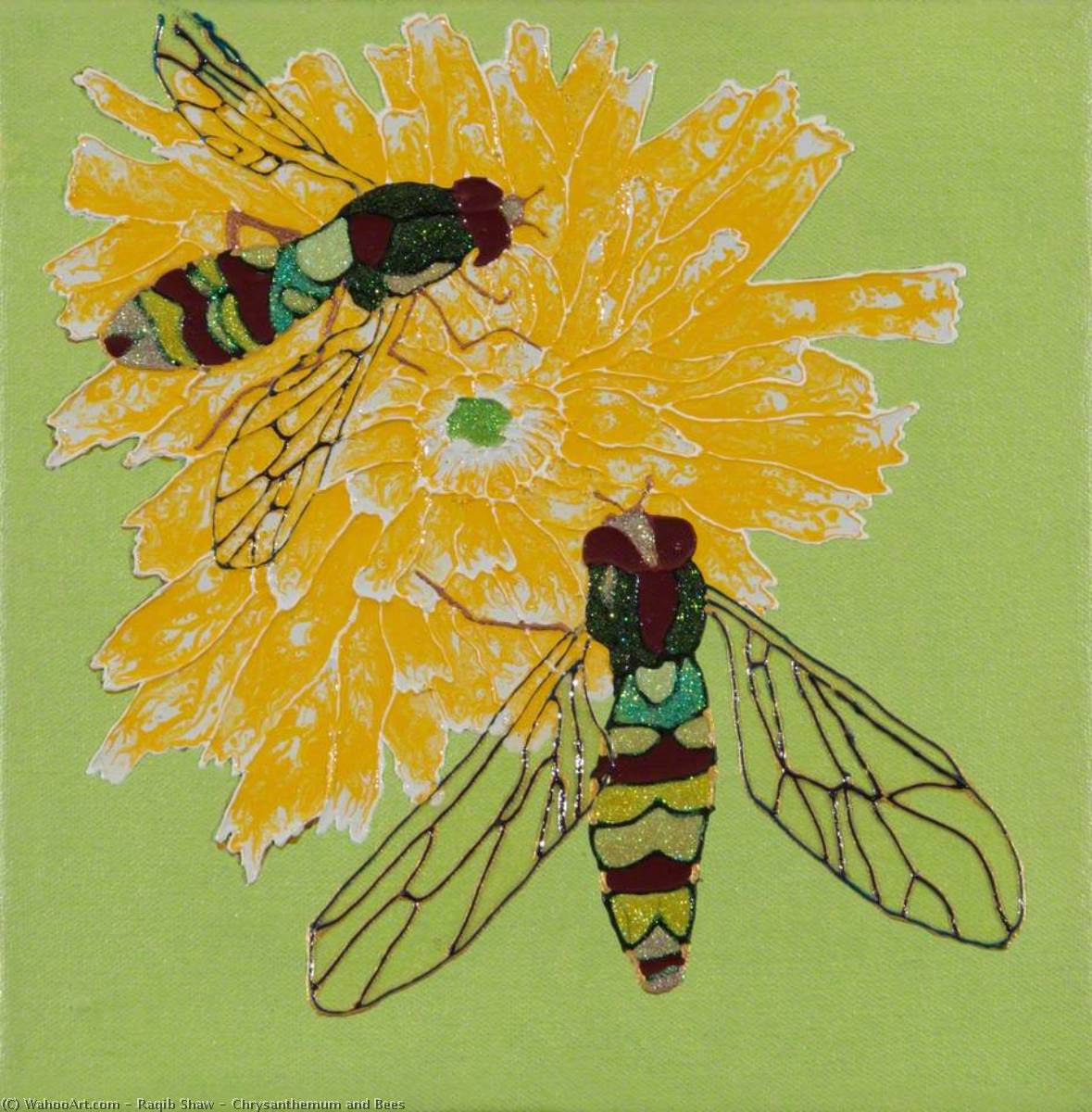 WikiOO.org - Encyclopedia of Fine Arts - Lukisan, Artwork Raqib Shaw - Chrysanthemum and Bees