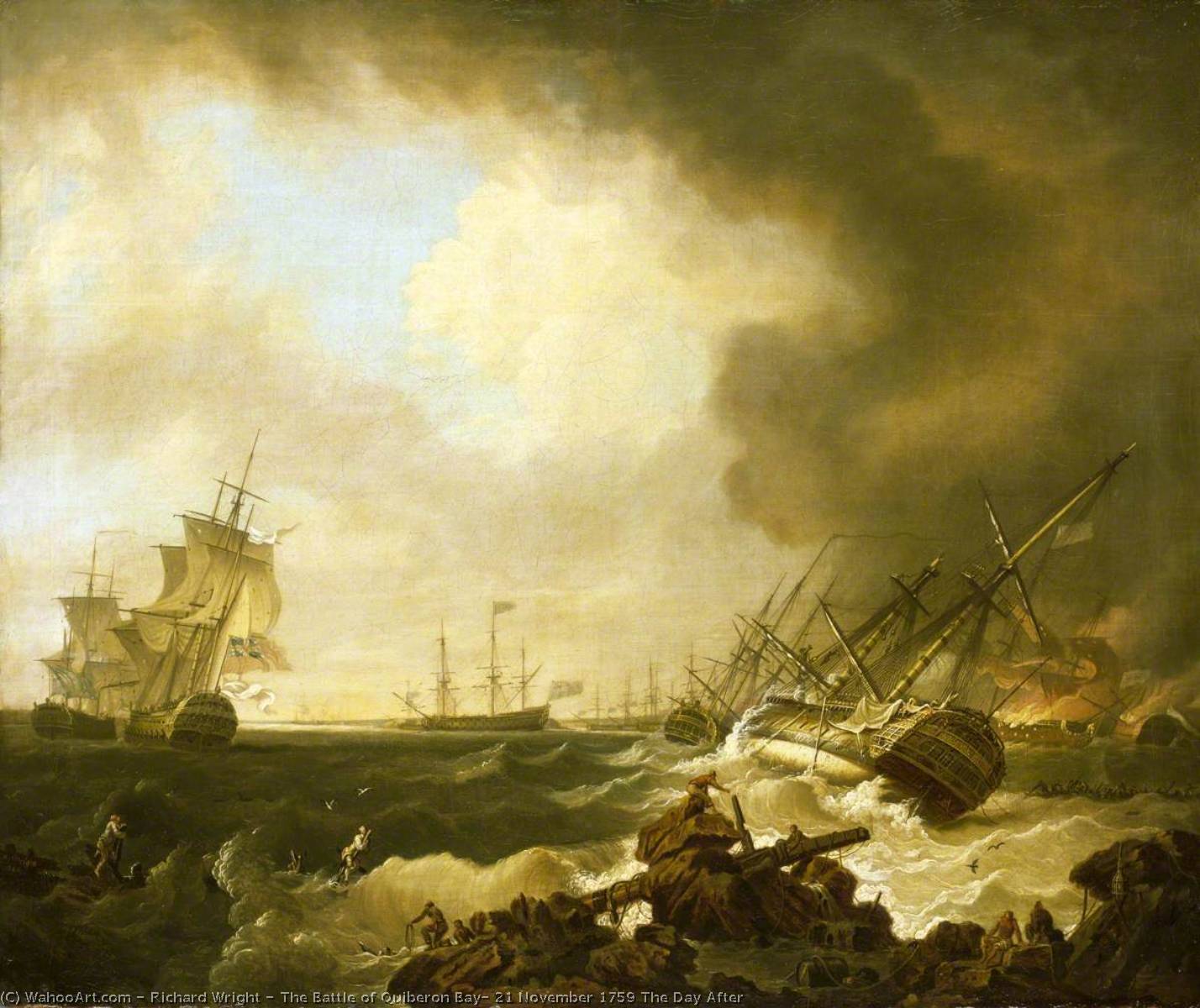 Wikioo.org - The Encyclopedia of Fine Arts - Painting, Artwork by Richard Wright - The Battle of Quiberon Bay, 21 November 1759 The Day After