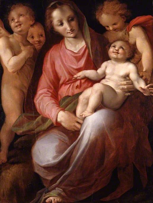 Wikioo.org - The Encyclopedia of Fine Arts - Painting, Artwork by Tommaso Manzuoli - Madonna and Child with the Infant Saint John