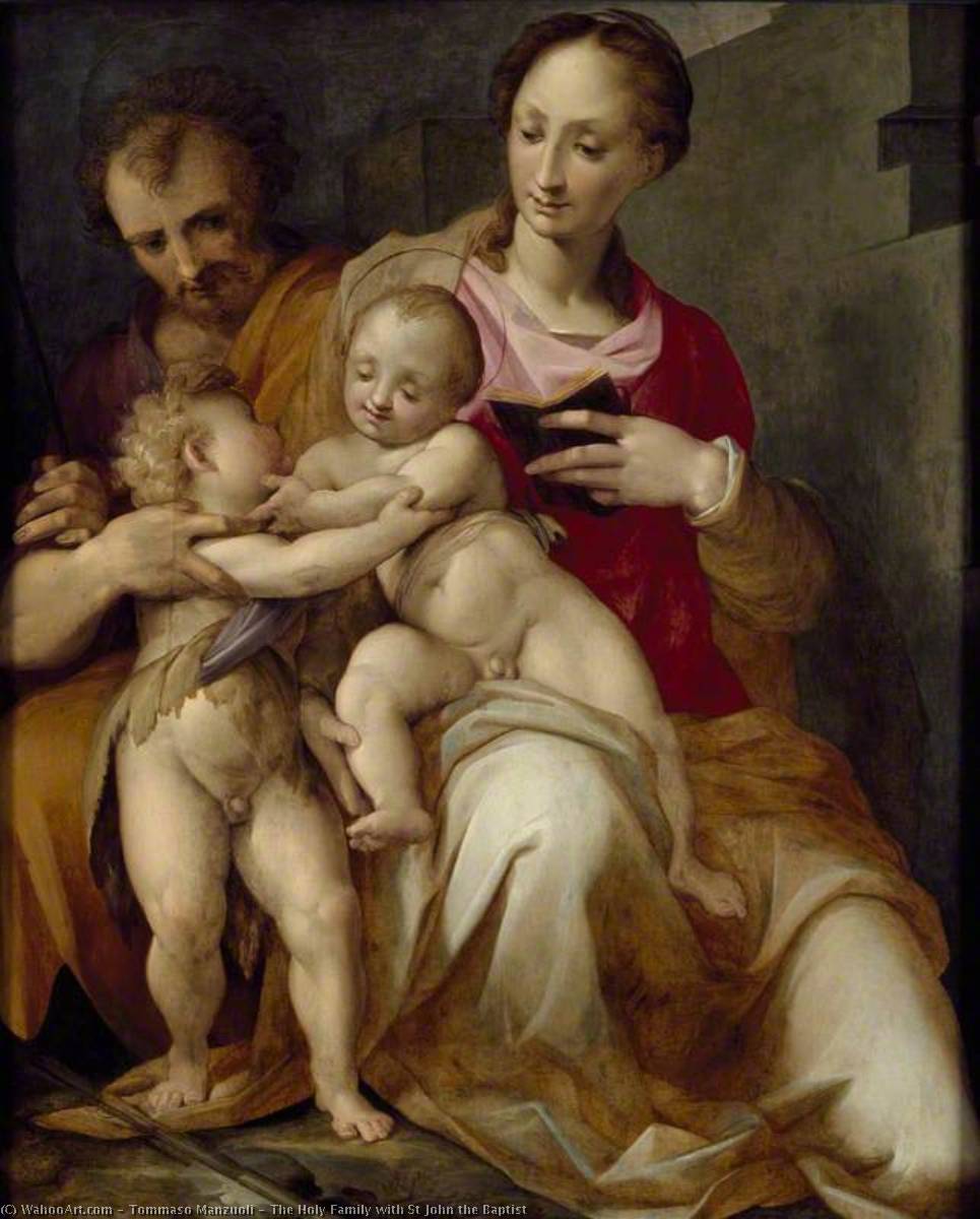 Wikioo.org - The Encyclopedia of Fine Arts - Painting, Artwork by Tommaso Manzuoli - The Holy Family with St John the Baptist