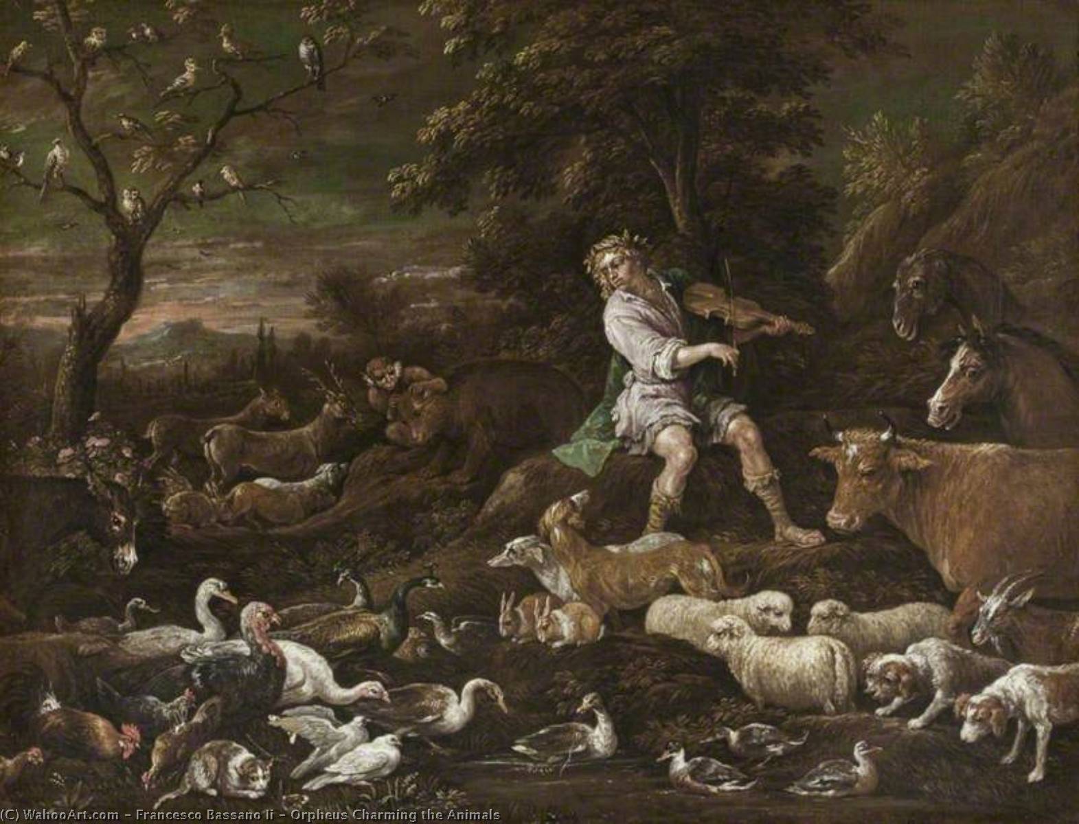 Wikioo.org - The Encyclopedia of Fine Arts - Painting, Artwork by Francesco Bassano Ii - Orpheus Charming the Animals