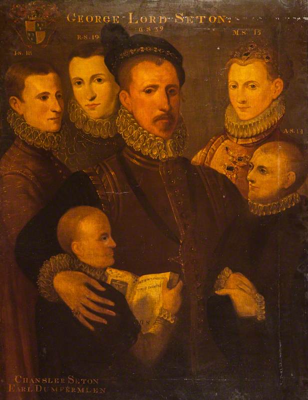 Wikioo.org - The Encyclopedia of Fine Arts - Painting, Artwork by Frans The Elder Pourbus - George (c.1531–1585), 5th Lord Seton and his Family