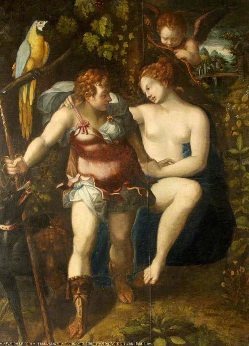 Wikioo.org - The Encyclopedia of Fine Arts - Painting, Artwork by Isaac Seeman - Venus and Adonis (after Cornelis van Haarlem)