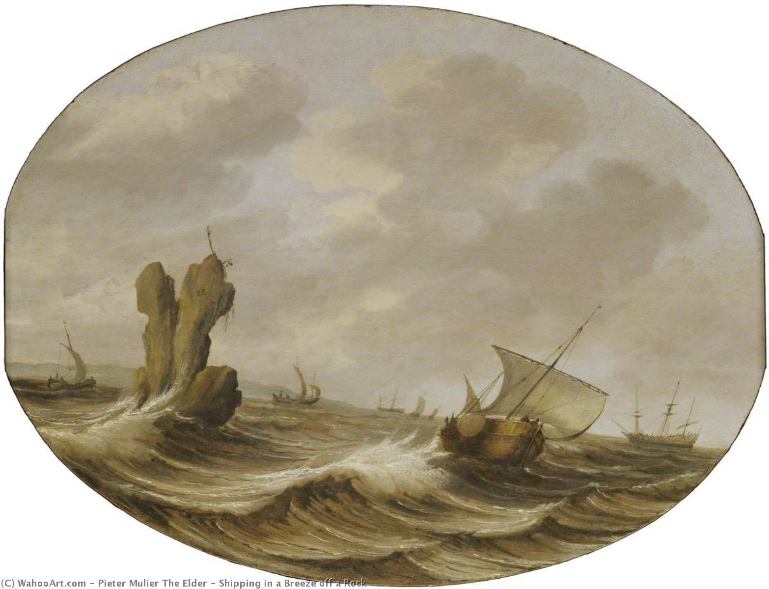 Wikioo.org - The Encyclopedia of Fine Arts - Painting, Artwork by Pieter The Elder Mulier - Shipping in a Breeze off a Rock