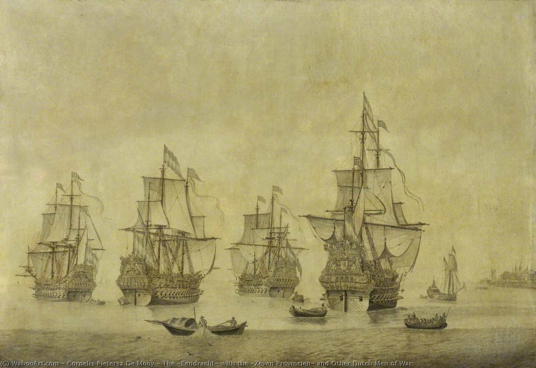 WikiOO.org - Encyclopedia of Fine Arts - Lukisan, Artwork Cornelis Pietersz De Mooy - The 'Eendracht' with the 'Zeven Provincien' and Other Dutch Men of War