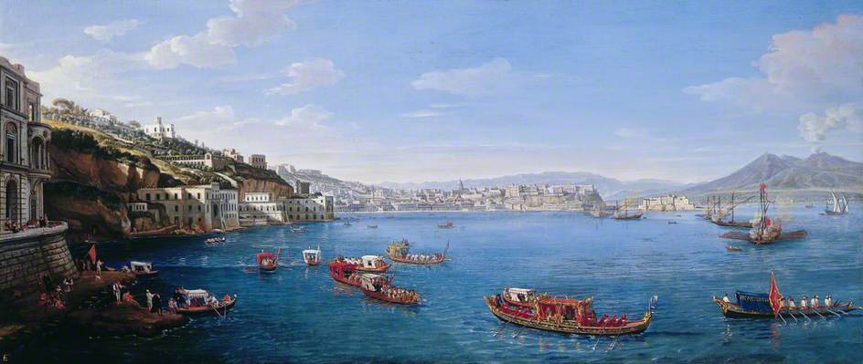 Wikioo.org - The Encyclopedia of Fine Arts - Painting, Artwork by Gaspare Vanvitelli - Posillipo with the Palazzo Donn'Anna, Naples, Italy