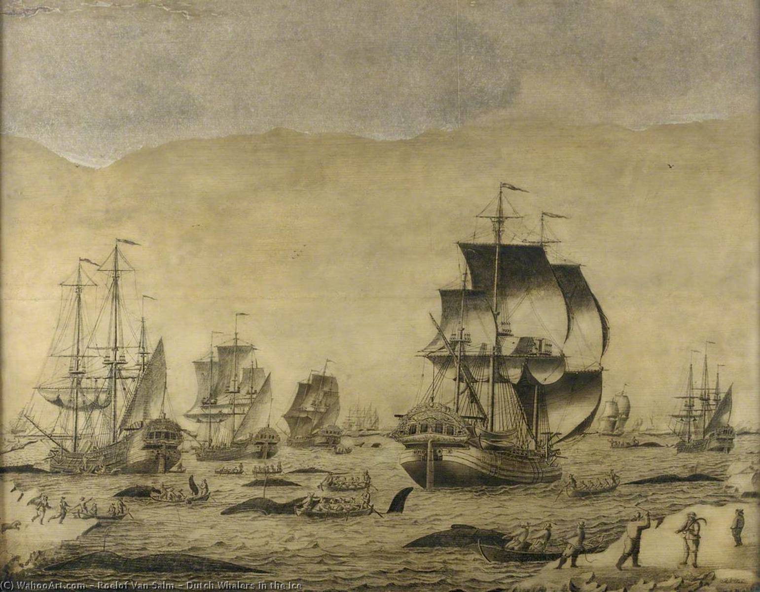 WikiOO.org - Encyclopedia of Fine Arts - Lukisan, Artwork Roelof Van Salm - Dutch Whalers in the Ice