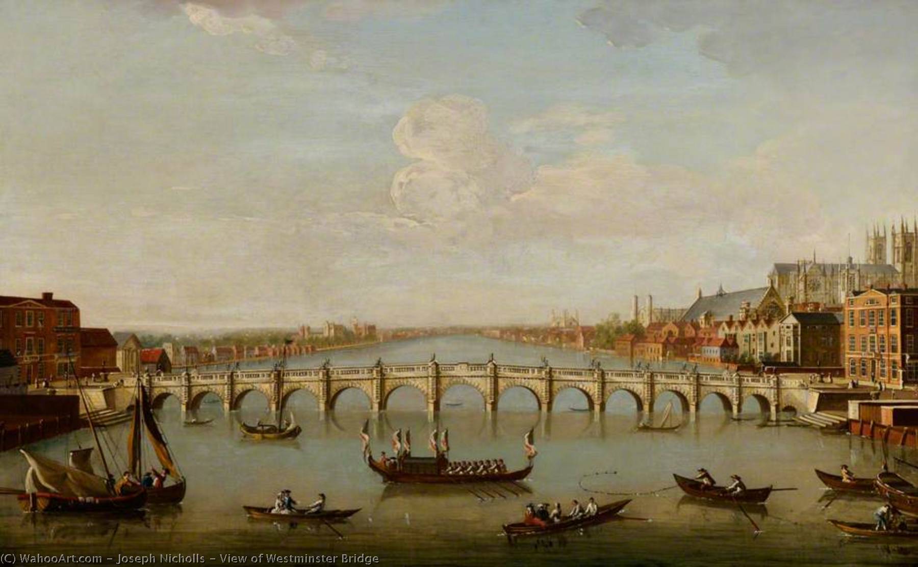 Wikioo.org - The Encyclopedia of Fine Arts - Painting, Artwork by Joseph Nicholls - View of Westminster Bridge