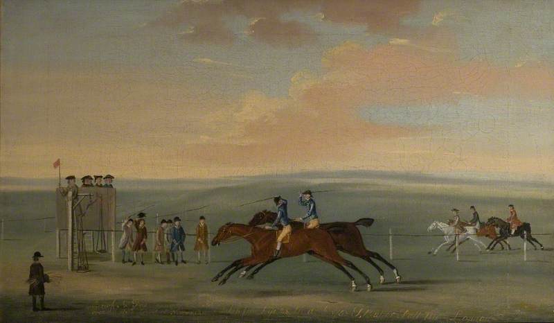 Wikioo.org - The Encyclopedia of Fine Arts - Painting, Artwork by Thomas Butler - 'Brisk' and 'Fox' Running a Match over the Round Course at Newmarket