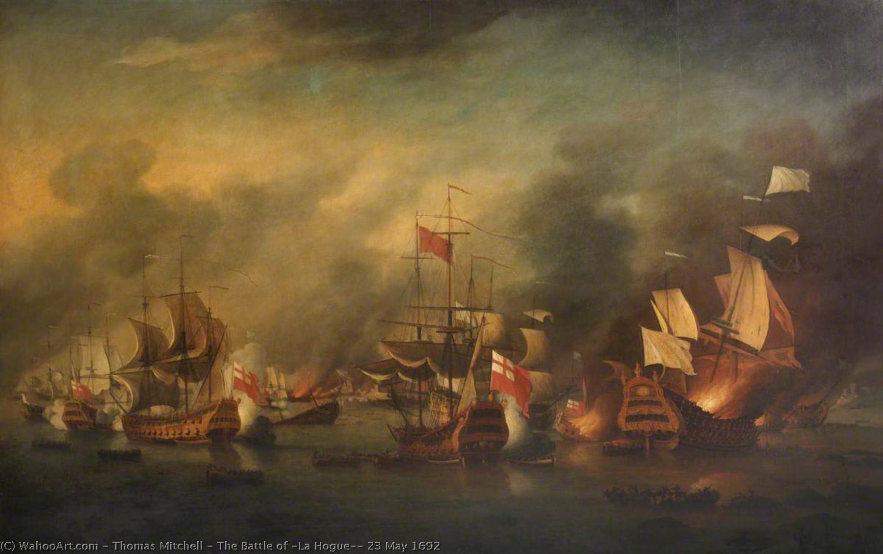 Wikioo.org - The Encyclopedia of Fine Arts - Painting, Artwork by Thomas Mitchell - The Battle of 'La Hogue', 23 May 1692