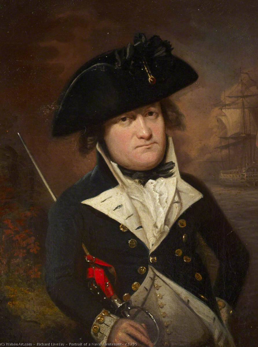 Wikioo.org - The Encyclopedia of Fine Arts - Painting, Artwork by Richard Livesay - Portrait of a Naval Lieutenant, c.1795