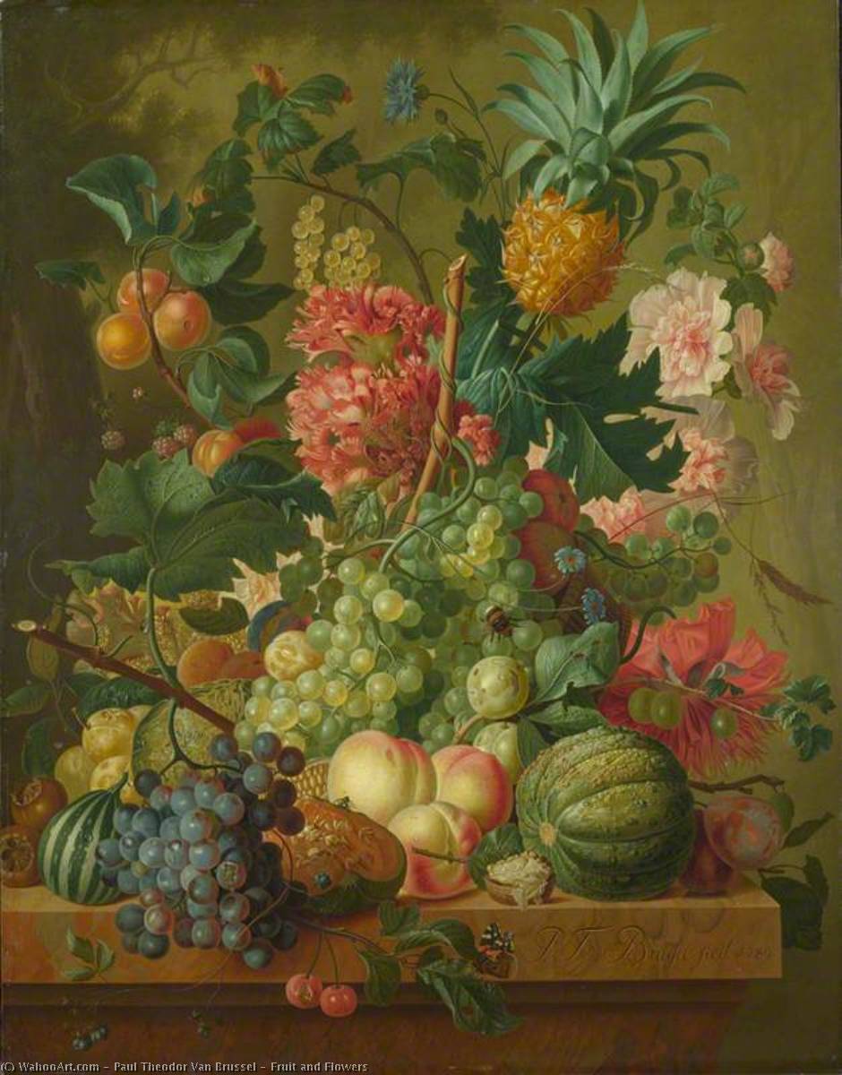 Wikioo.org - The Encyclopedia of Fine Arts - Painting, Artwork by Paul Theodor Van Brussel - Fruit and Flowers