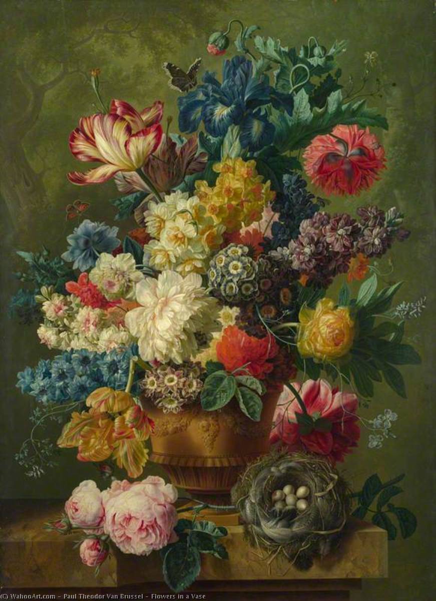 Wikioo.org – La Enciclopedia de las Bellas Artes - Pintura, Obras de arte de Paul Theodor Van Brussel - flores en a jarrón