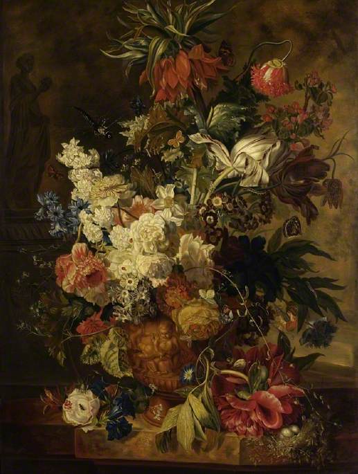 Wikioo.org - The Encyclopedia of Fine Arts - Painting, Artwork by Paul Theodor Van Brussel - Vase with Flowers (after Jan van Huysum)