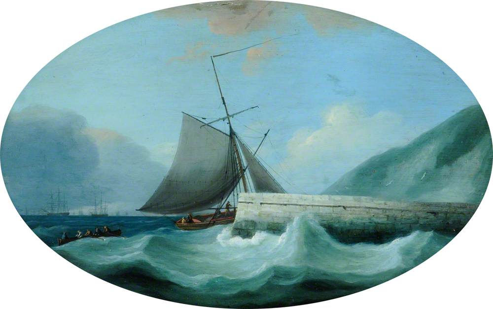 Wikioo.org – L'Enciclopedia delle Belle Arti - Pittura, Opere di Charles James Sartorius - plymouth old jetty sotto il Cittadella ( )