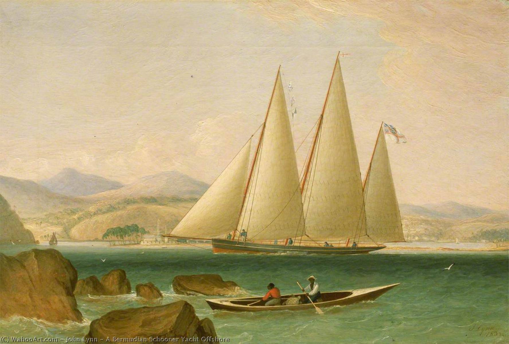 Wikioo.org - The Encyclopedia of Fine Arts - Painting, Artwork by John Lynn - A Bermudian Schooner Yacht Offshore