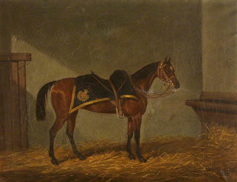 Wikioo.org - The Encyclopedia of Fine Arts - Painting, Artwork by James Loder - A Bay Charger in His Stable