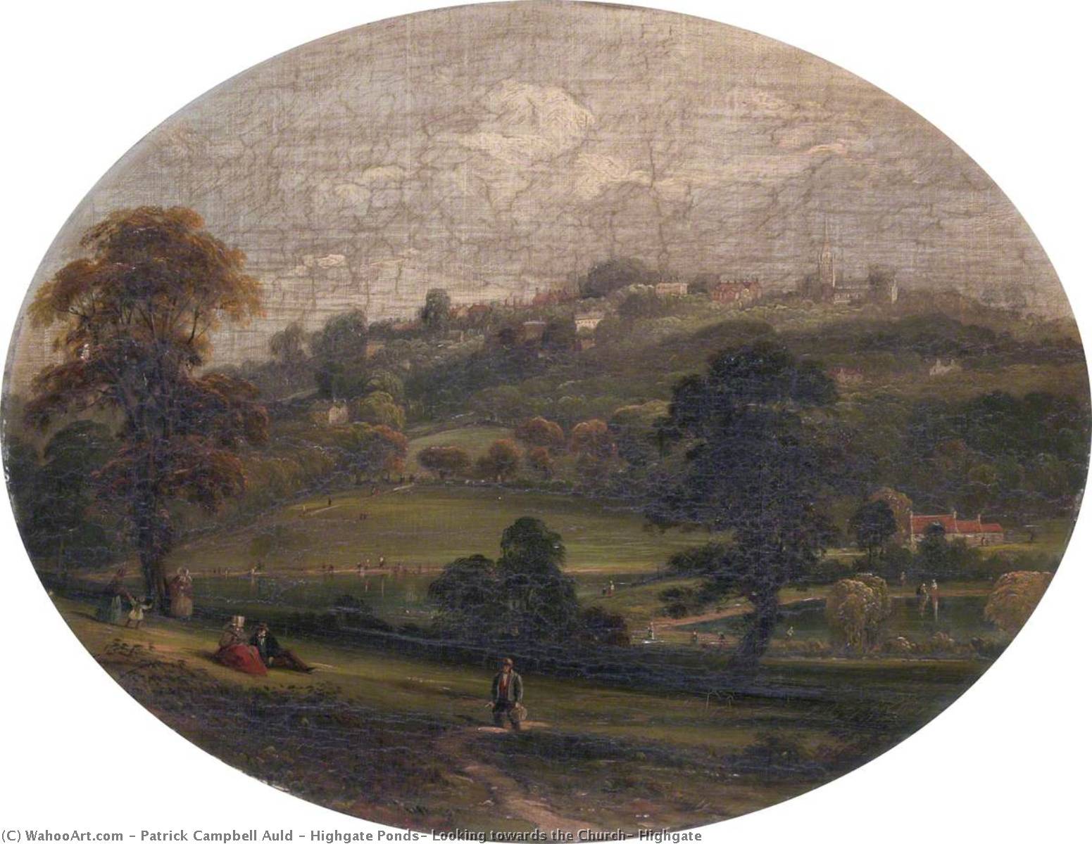 Wikioo.org - The Encyclopedia of Fine Arts - Painting, Artwork by Patrick Campbell Auld - Highgate Ponds, Looking towards the Church, Highgate