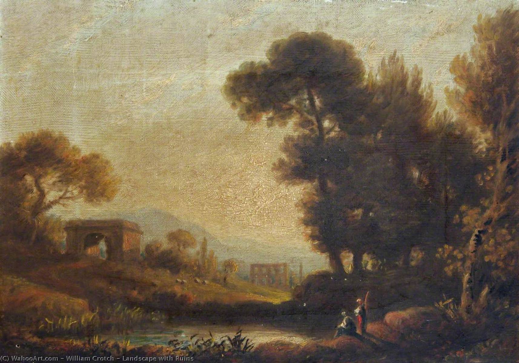 Wikioo.org - The Encyclopedia of Fine Arts - Painting, Artwork by William Crotch - Landscape with Ruins