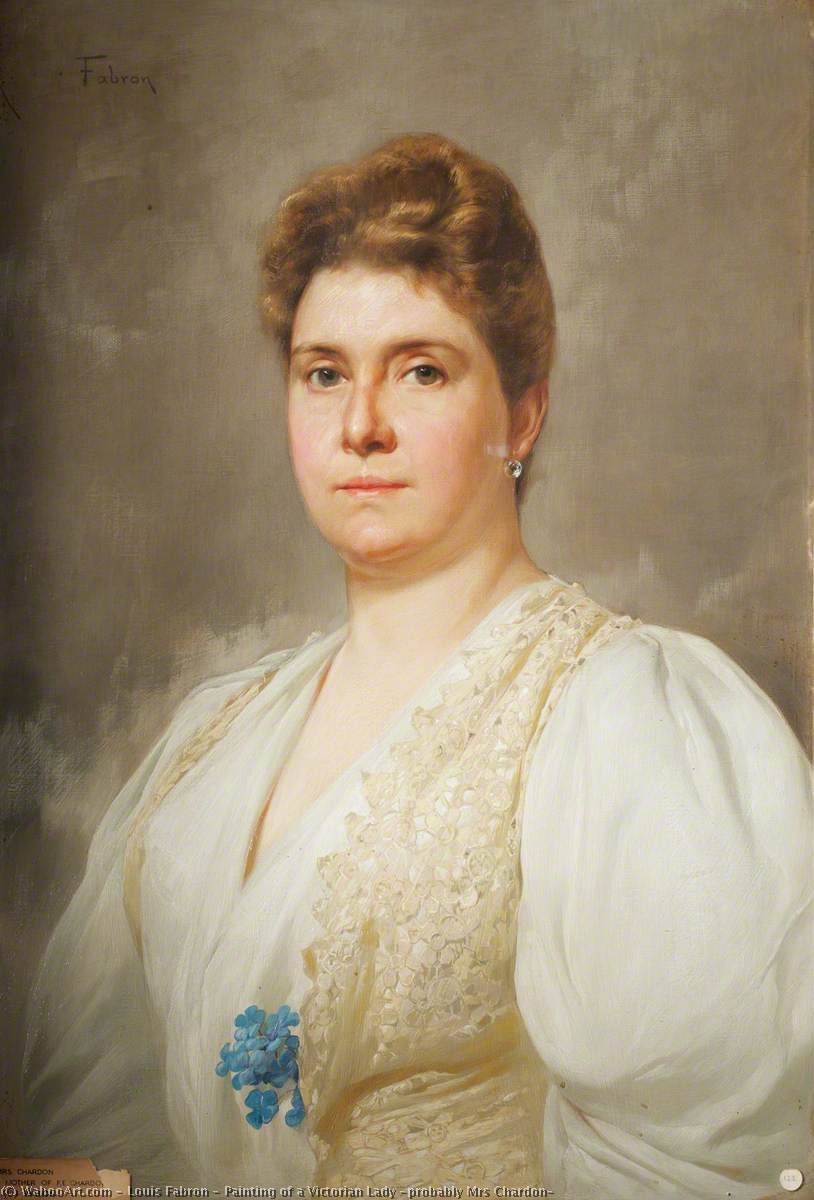 Wikioo.org - The Encyclopedia of Fine Arts - Painting, Artwork by Louis Fabron - Painting of a Victorian Lady (probably Mrs Chardon)
