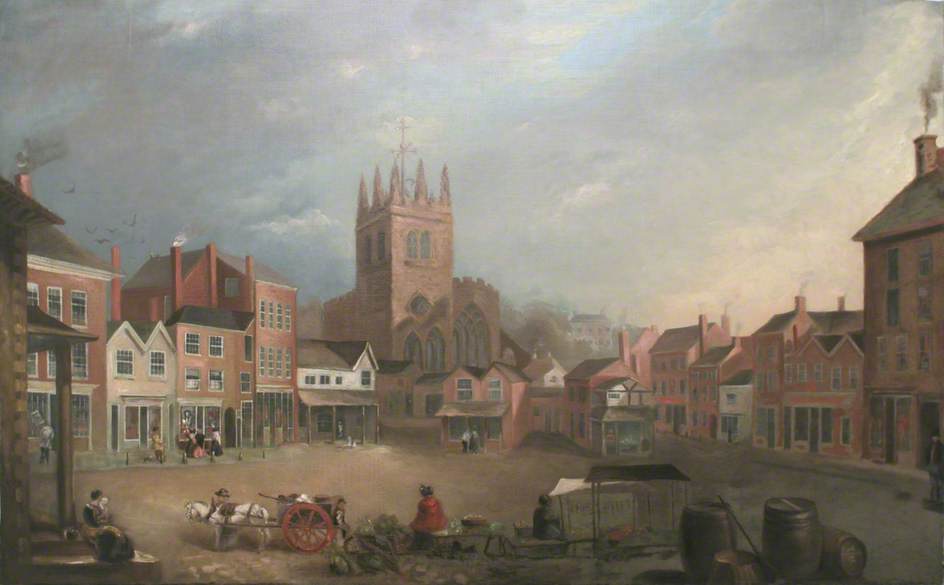 Wikioo.org - The Encyclopedia of Fine Arts - Painting, Artwork by William Shuttleworth - Stockport Market Place, Cheshire